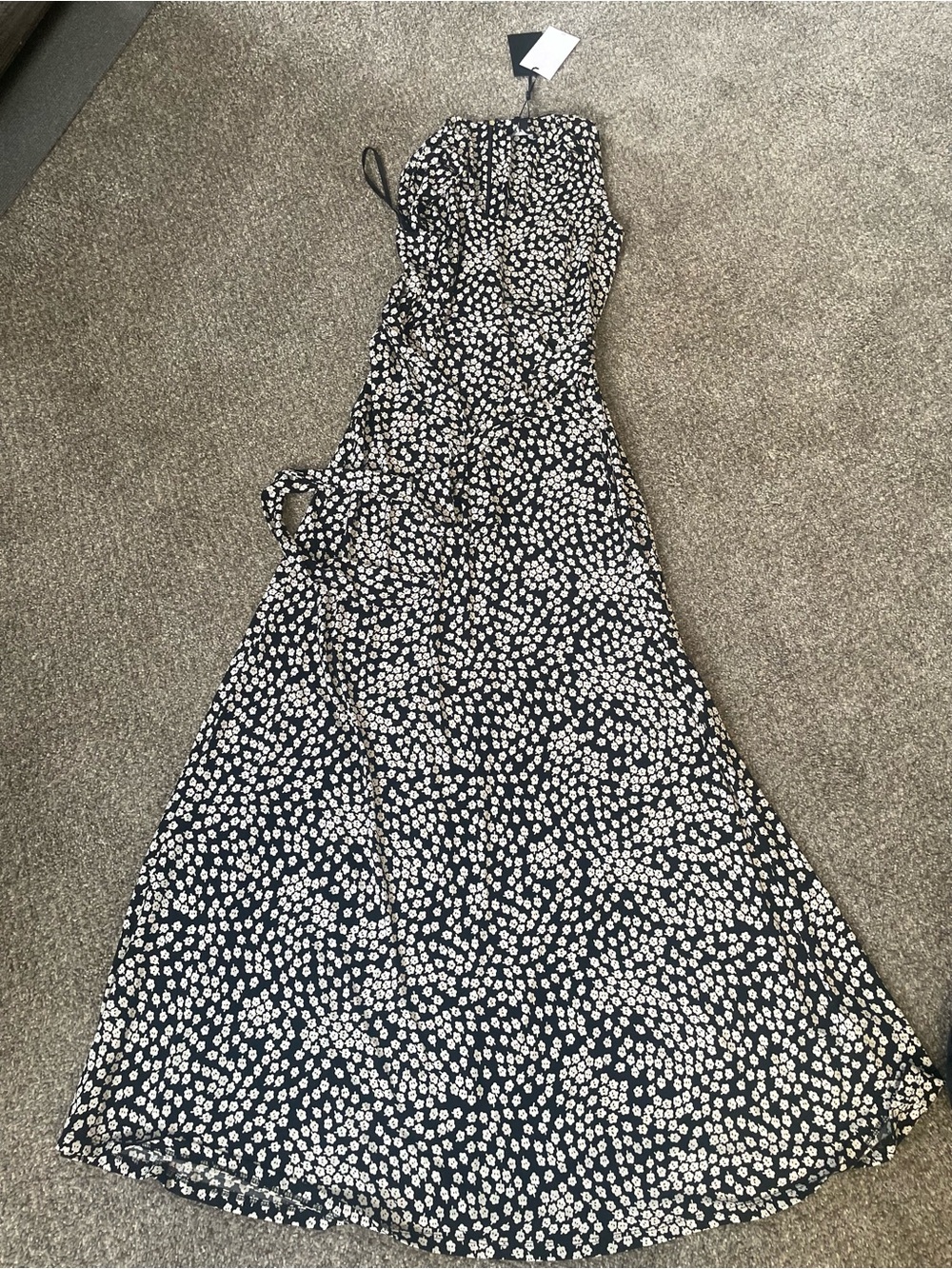 DKNY Black Maxi Dress with White Floral Print